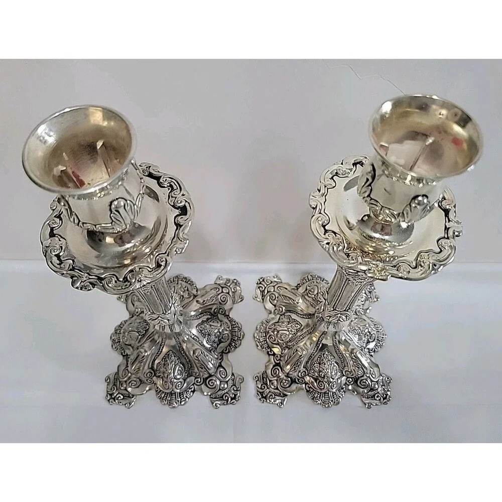 2 Vintage Godinger BAROQUE Style Ornate Silver-Plated 11.5